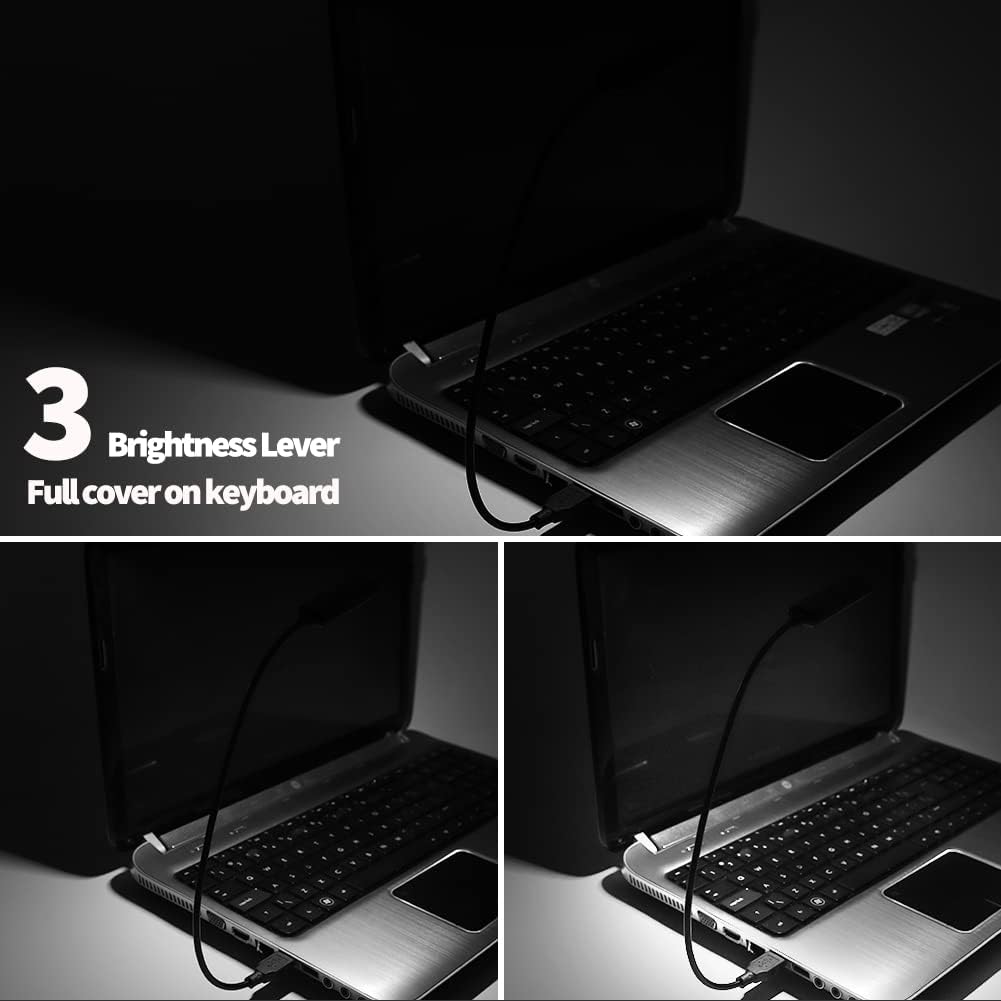 USB Light for Laptop Keyboard, Thickened & Flexiable 3 Brightness x 3 Color Temperature USB Reading Light for Nightwork Without Disturbing Roommates.