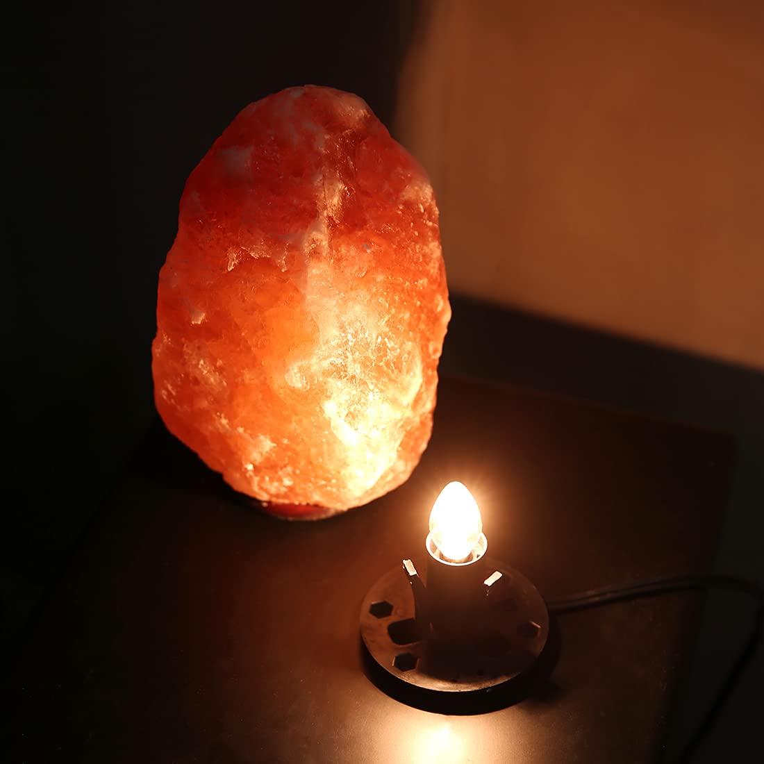 OHLGT Himalayan Salt Lamp Cord Replacement with Dimmer Switch and E12 Halogen Salt Lamp Bulbs(6-Pack), 5 Feet Salt Lamps Cords with Base Assembly