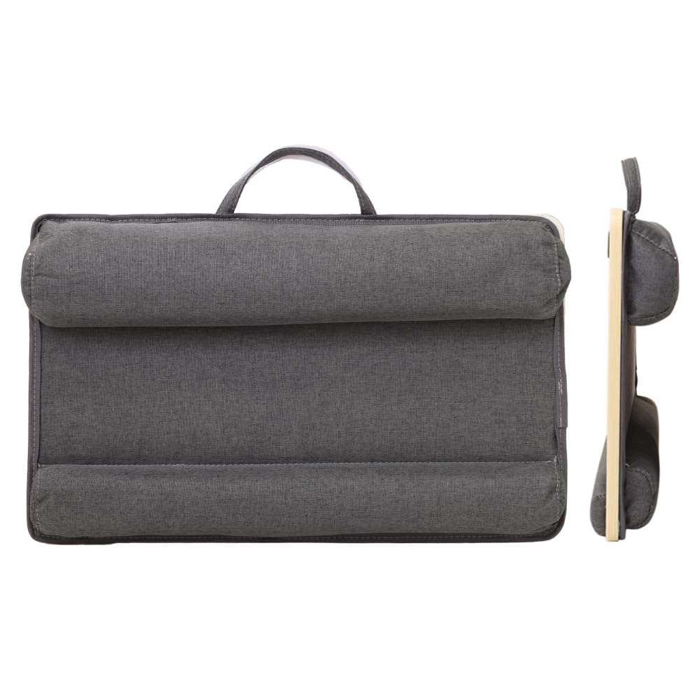 Japard Laptop Lap Desk with Mousepad, Cushion, Wide 21", Fits up to 15.6 inch, Portable Handle, Tablet Pen Phone Holder Wood Natural Home Office Gift