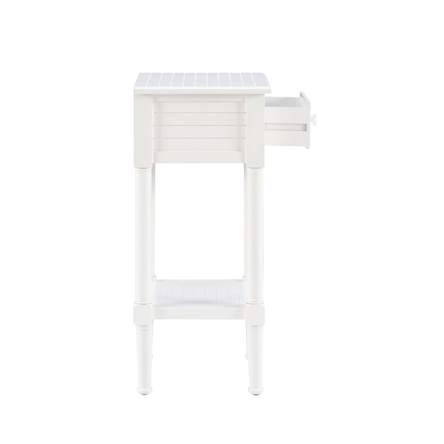 Linon Raleigh White Small Accent Table with Starfish Knobs