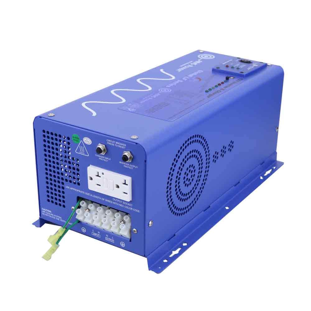 AIMS Power 2000 Watt 12 VDC Pure Sine Inverter Charger 120 VAC Output 70A Charger 30A Transfer Switch PICOGLF20W12V120VR