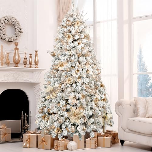 SHareconn 52pcs Christmas Balls Ornaments Set, Shatterproof Plastic Clear Decorative Baubles for Xmas Tree Decor Holiday Wedding Party Decoration with Hooks Included, Champagne