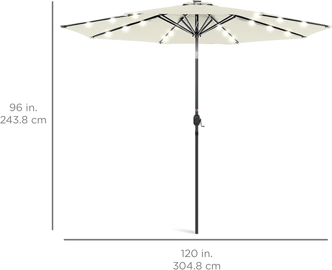 Best Choice Products 10ft Solar Polyester LED Lighted Patio Umbrella w/Tilt Adjustment and UV-Resistant Fabric