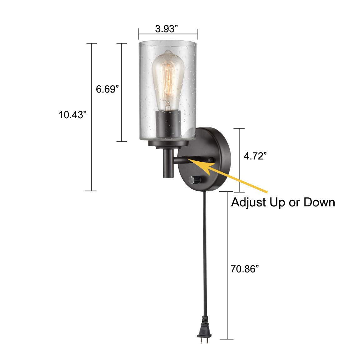 DANSEER Contemporary Oil Rubbed Bronze Bubble Glass Wall Sconces Set of Two Sconce Plug in with Switch