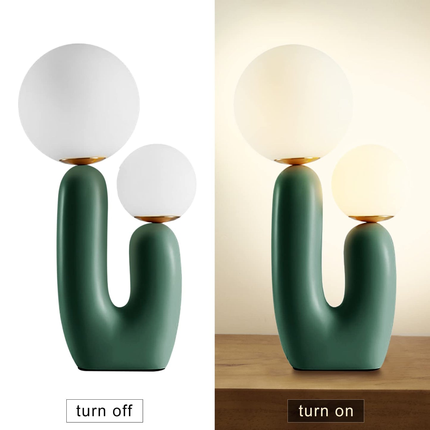 Arturesthome Nightstand Desk Lamp, Creative Nordic Living Room Bedside Bedroom Table Lamp with Light Bulbs, Green