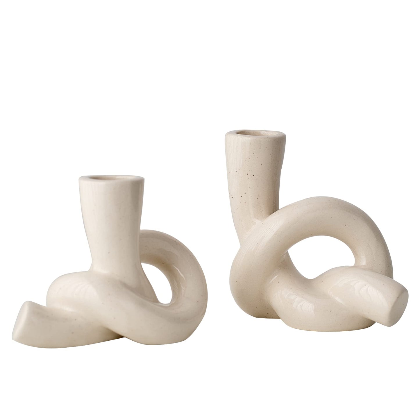 2 Pcs Pretty Ceramic Candle Holder, Modern Abstract Art Candlestick Holder Set, Table Centerpiece Taper Candle Holders Decorations for Home Decor Wedding, Dinning, Party, Mantel, TV Stand, and Kitchen