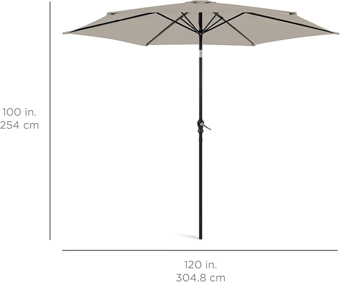 Best Choice Products 10ft Outdoor Table Compatible Steel Polyester Market Patio Umbrella w/Crank and Easy Push Button Tilt