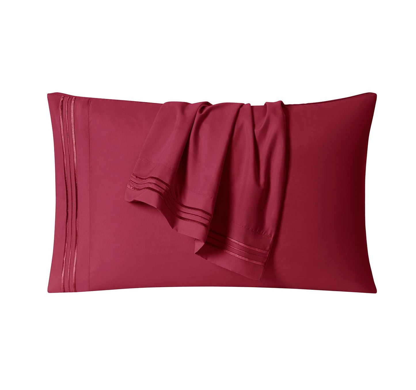 Clara Clark Bed Sheets, Premier 1800 Series 4 Piece Bed Sheet Set, Deep Pocket, Wrinkle, Fade, Stain Resistant, Luxury Soft Bedding Sheets & Pillowcases, Queen, Burgundy Red
