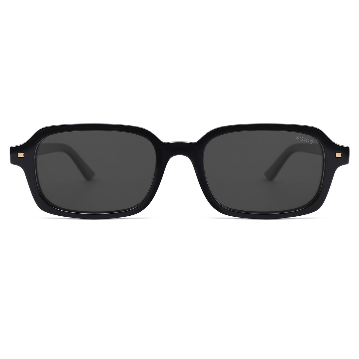 SOJOS Retro Rectangular Polarized Sunglasses Womens Mens, 80s 90s Small Trendy Slim Narrow Square Sunnies SJ2610, Black/Grey