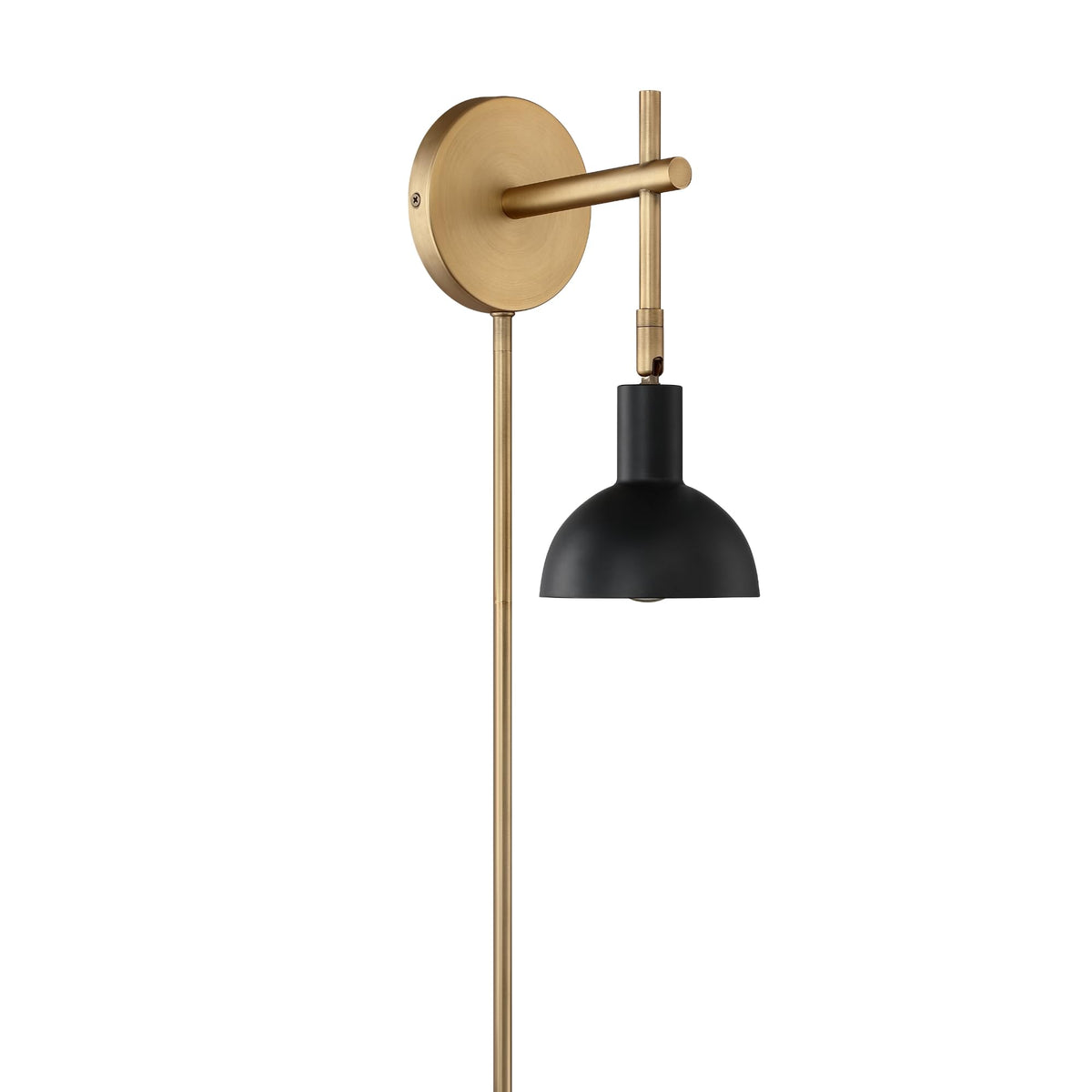 Nathan James Tamlin Wall Light Fixture, Wall Mounted 1-Light Lamp, Plugin Sconce with On/Off Switch for Living Room, Reading Nook or Bedroom, Vintage Brass/Matte Black