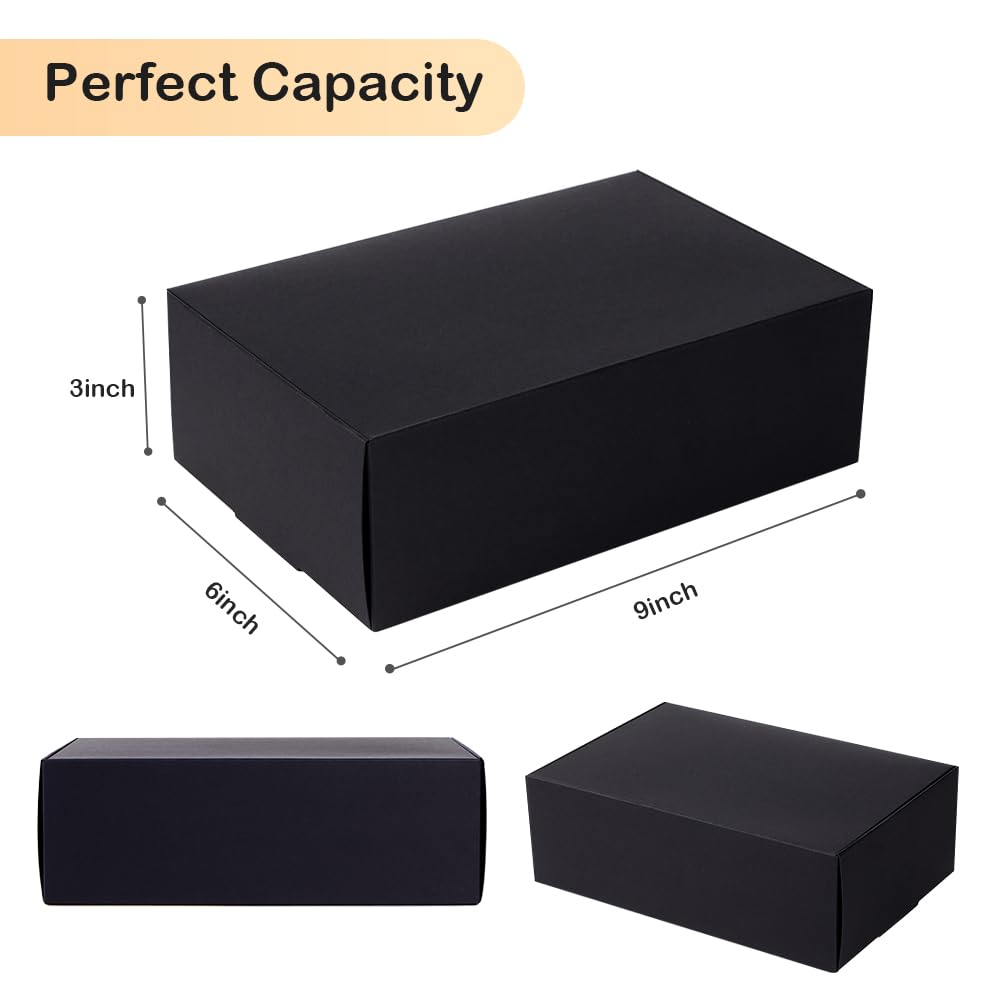 NEWSNOW 10 Pack Gift Boxes, 9 x 6 x 3 inches,For Bridesmaid Proposal Boxes, Premium Gift Boxes, Wedding Present, Holiday, Birthday Party Favor and Christmas (Black)
