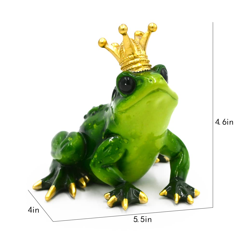 Juliahestia Frog Crown Prince Prime Bedroom Ornament Collectible Cute Figurine Statue Home Office Desk Bookcases Decorations Gifts for Women Sister Lover Room Baby Shower Decor Cake Topper