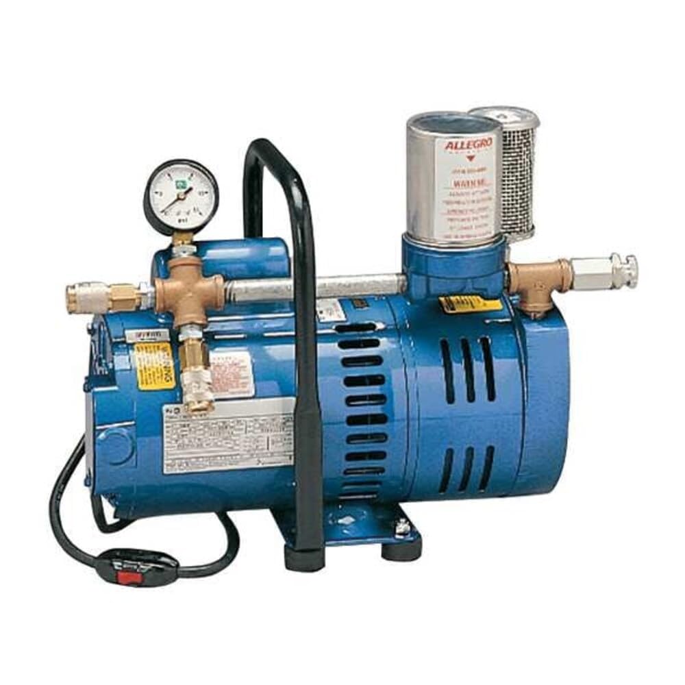 Allegro 9821 | A-750 Breathing Air Pump | ¾ HP Oil-Less Rotary Vane | Portable Low-Pressure Air Source | 0ā10 CFM, 2ā12 psi | for 1ā2 Respirator Users or 1 Hood | UL Recognized Motor