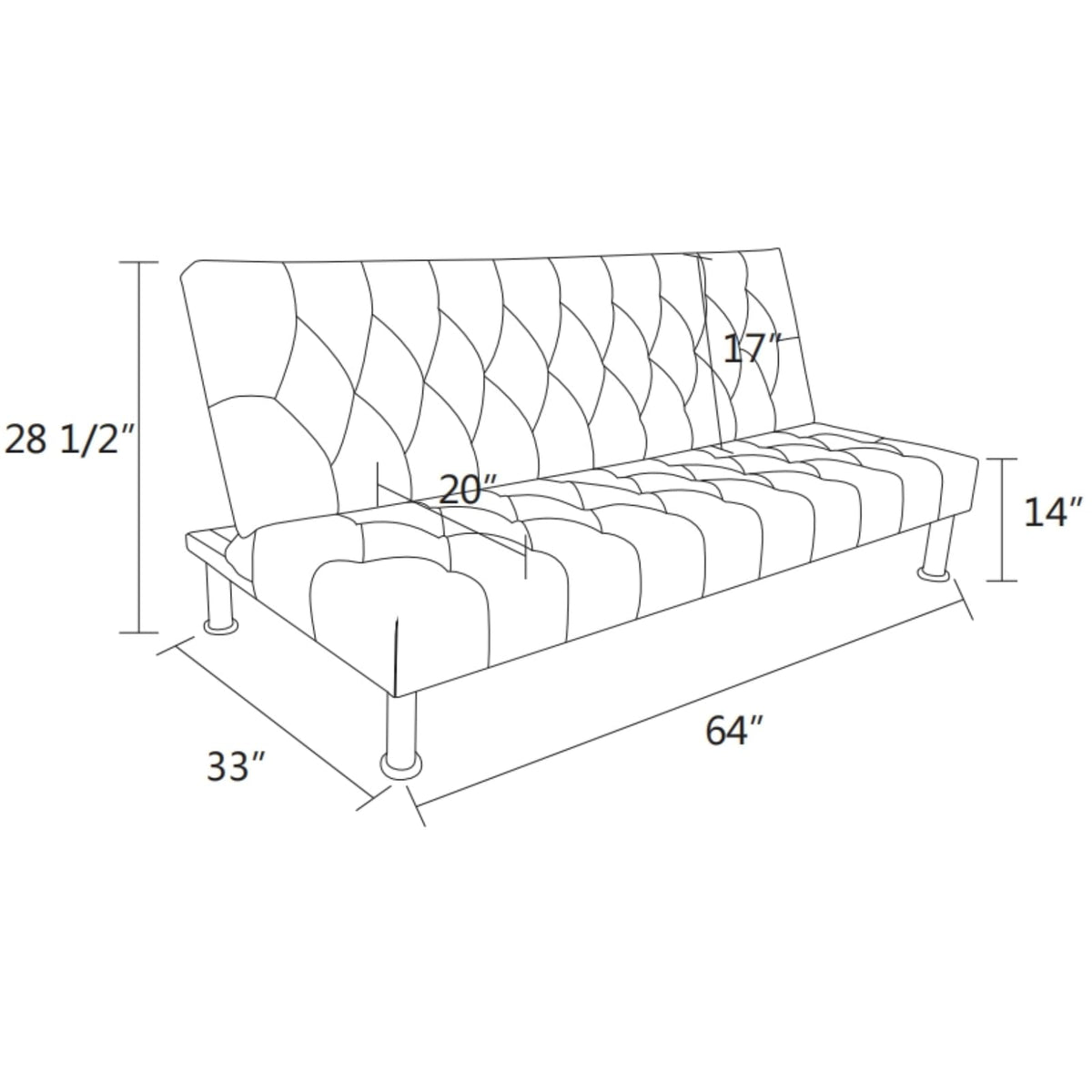 UOCFYK Linen Sofa Bed, Sleeper Convertible 2 in 1 Folding Couch with Metal Legs for Living Room,Apartments, Guest Rooms, and Compact Spaces,Grey