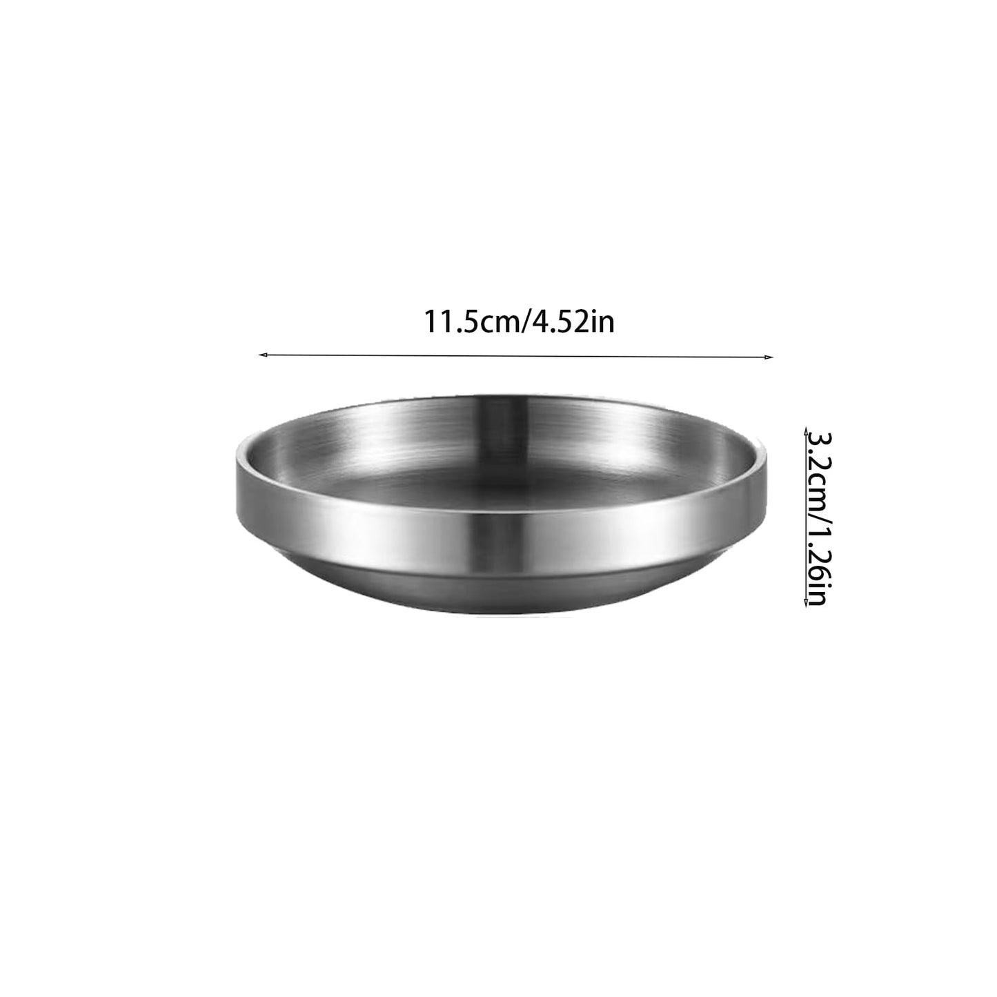 Incauca 4.5 Inch Stainless Steel Soy Sauce Dishes, Double Walled Mini Chip and Dip Bowls, Dipping Sauce Ramekin, Seasoning Cups, Metal Small Side Dish Bowls for Condiment Sushi Ketchup, Silver