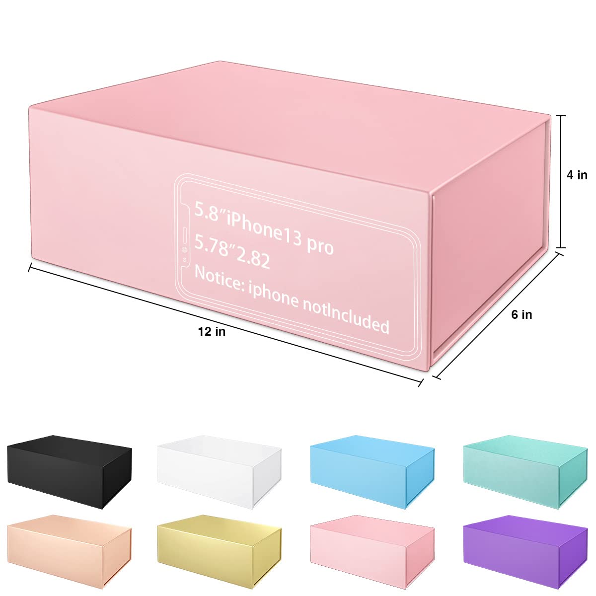 Pink Gift Box 12" x 6" x 4" with Magnetic Closure Lid Gifts Boxe for Presents,Bridesmaid Gifts Boxes,Cute Box,Birthday Gift Boxe,Luxury for Gifts Packaging, Magnetic Gift Boxes for Wrapping Gifts (Pink)