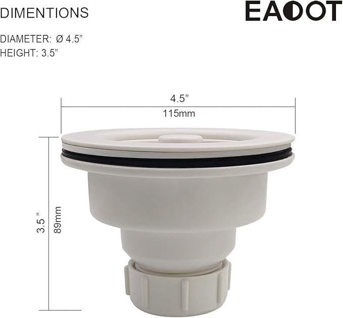 White Polymer Drain Kitchen Sink Drain Assembly