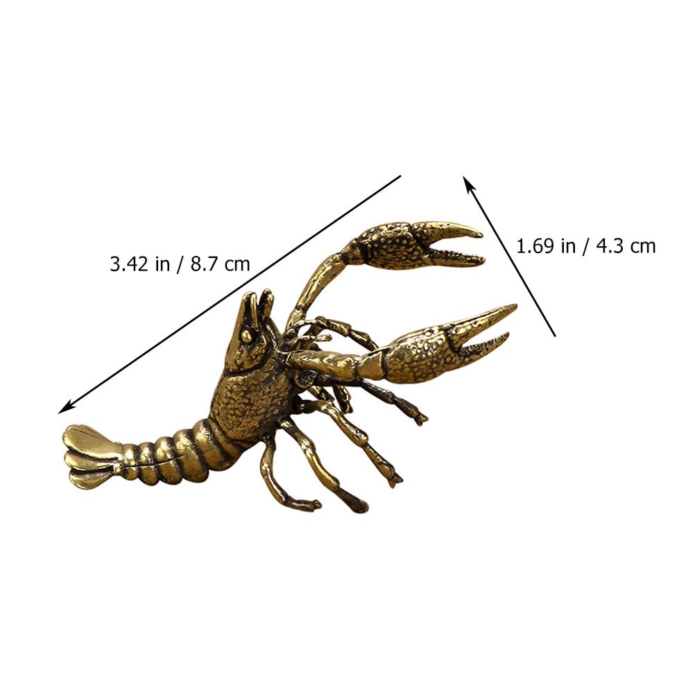 Kisangel Brass Lobster Figurine Feng Shui Statue Wealth Good Luck Sculpture Archaize Artware Chinese Tea Pet Nautical Beach Decor for Home
