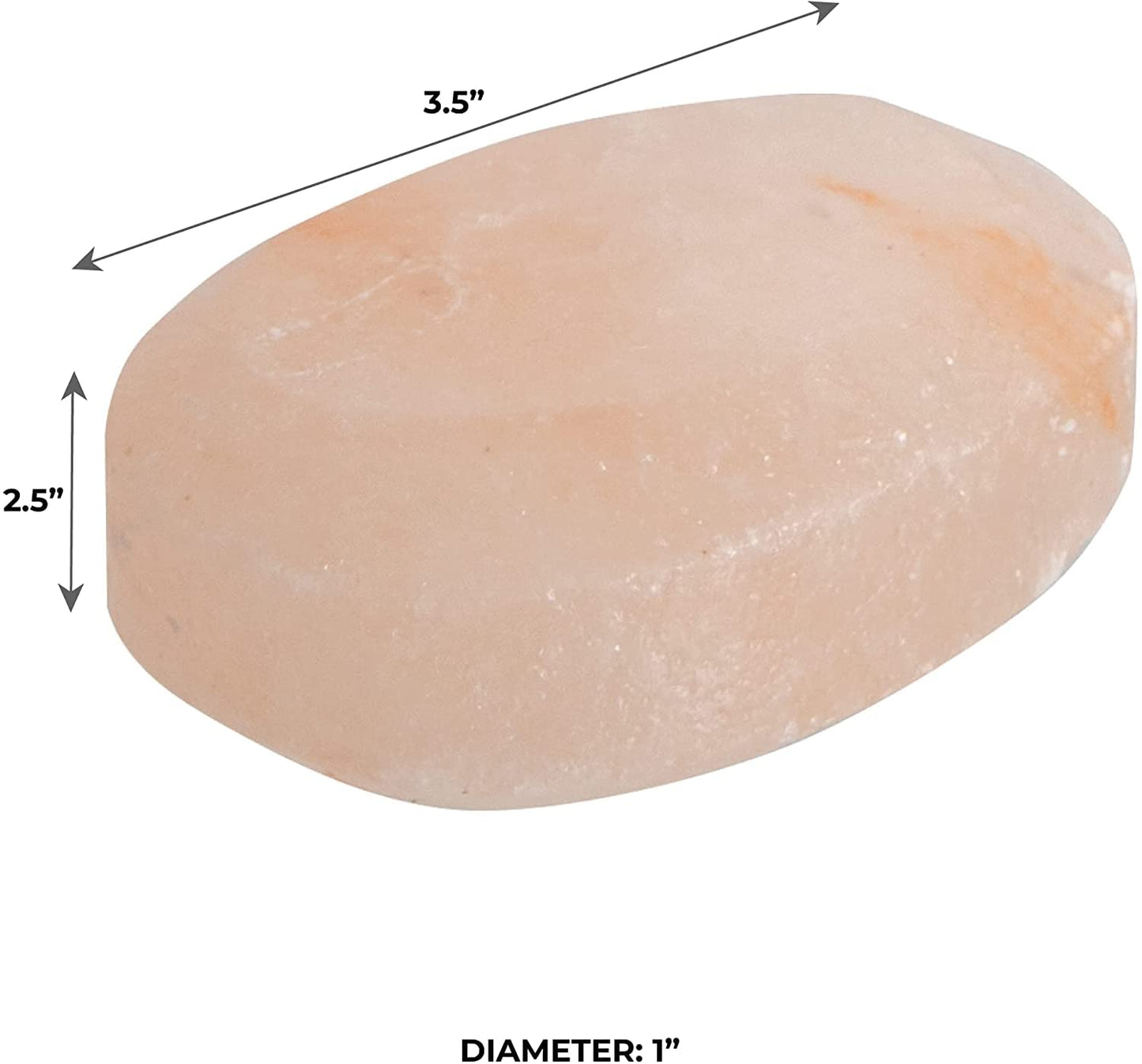 Pure Himalayan Salt Works Flat Oval Massage Stone, Pink Crystal Hand-Carved Stone for Massage Therapy, Deodorant and Salt and Sugar Scrubs, 2.5” W x 3.5” L x 1” D