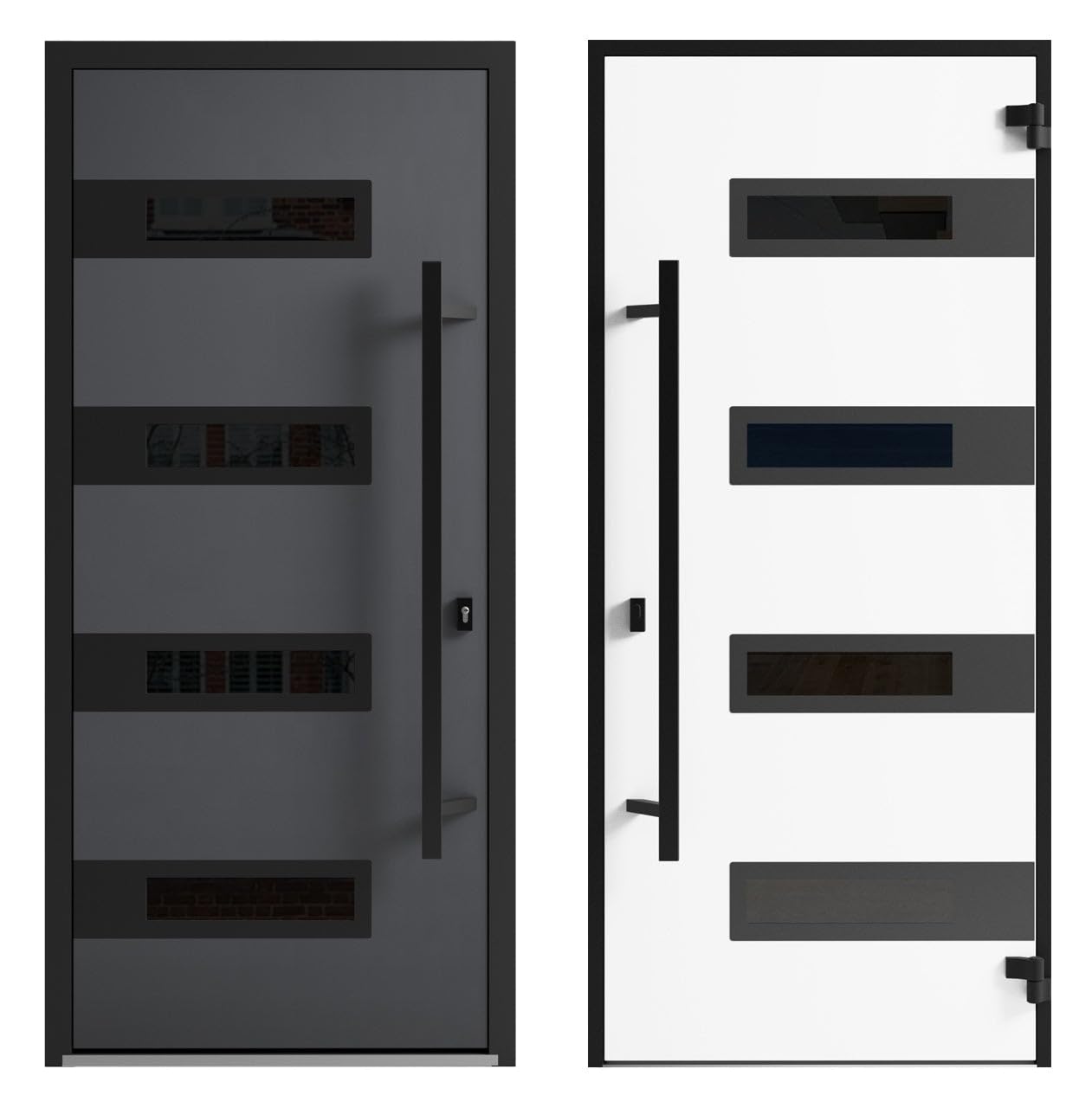 VDOMDOORS Ronex 0131 | Grey | Exterior Steel Single Front Door | Right-Hand inswing | Size: 36" x 80" | Prehung
