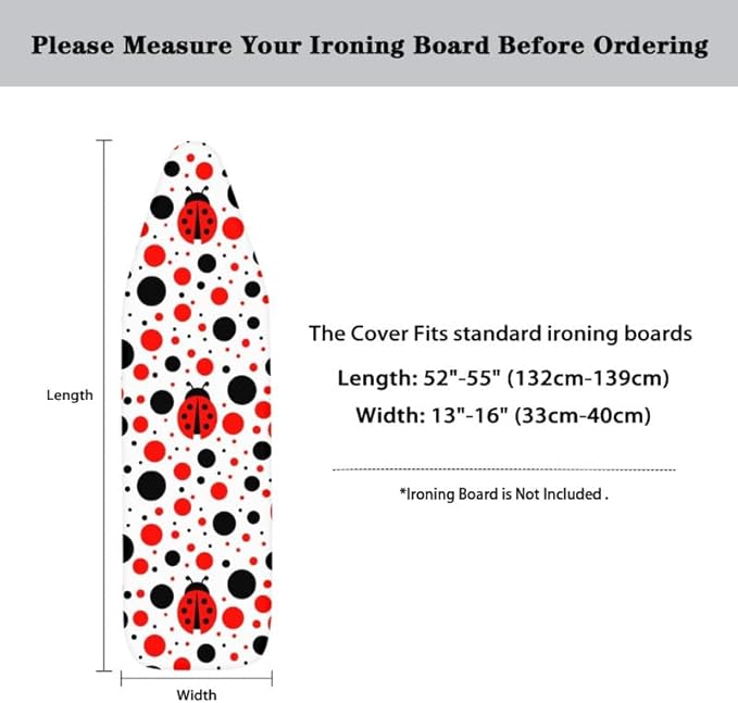 Cartoon Ladybug Ironing Board Cover 15x54 Inch Cute Lady Bug Iron Board Cover