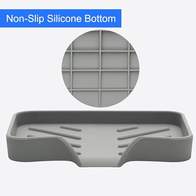 Sponge Holder with Drain Spout, Silicone Sponge Tray