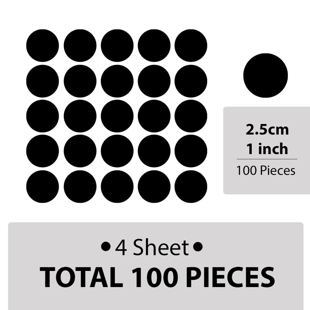 240 Pcs 1-Inch Black Polka Dot Wall Decals ā Removable & Self-Adhesive Vinyl Stickers for Kids Room, Nursery & Home Decor (Matte Black, 1 Inch Dots)
