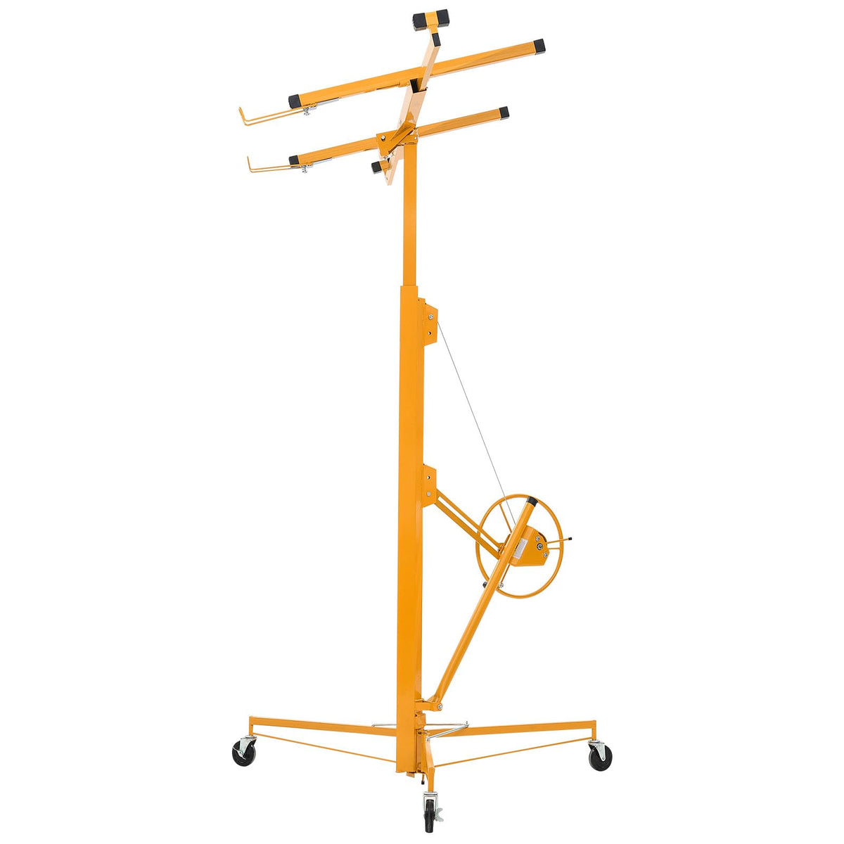 VEVOR 16ft Drywall Lift, Heavy-Duty 150 lbs Sheetrock Hoist with Adjustable Telescoping Arm, Lockable Wheels, Drywall Lifter Panel Jack Hoist Tools Ideal for Ceiling & Wall Installation (Yellow)