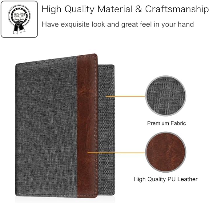 FINTIE Passport Holder Travel Wallet RFID Blocking PU Leather Card Case Cover, Denim Charcoal Brown