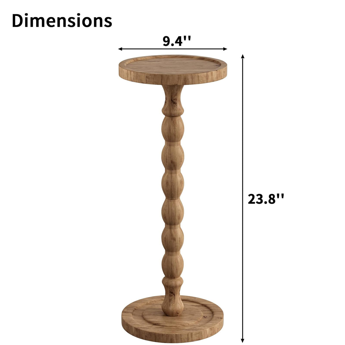 iFaveorr Small Side Table, Rubberwood Drink Table for Small Spaces, Solid Wood Pedestal Coffee Tables, Round End Tables for Living Room, Sofa Couch, Bedroom, Corners, and Office (Brown, 9.4 inch)
