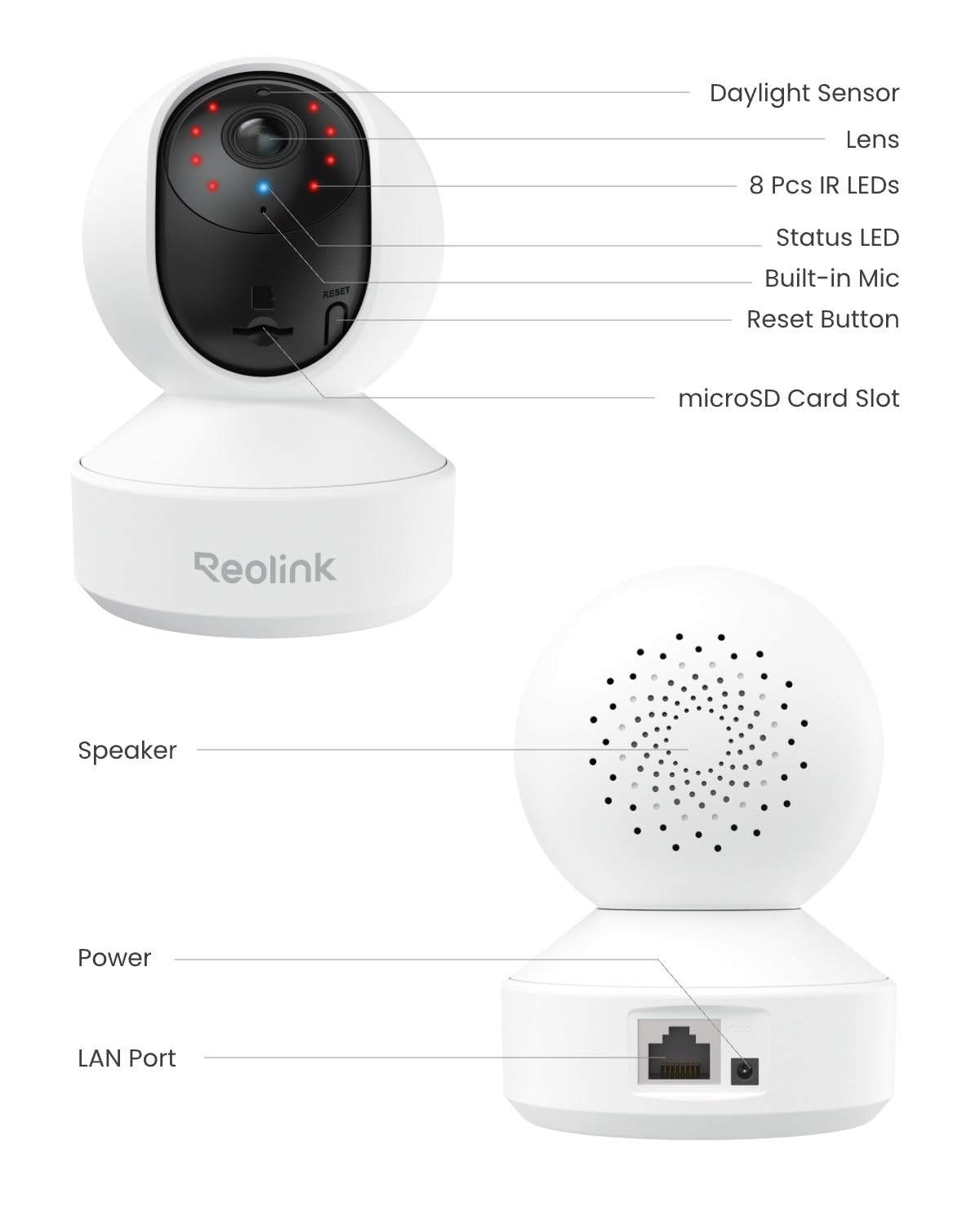 REOLINK E1 Pro 3K PT Wi-Fi Indoor Camera for Baby & Pet Monitoring, Auto Tracking, 5MP Night Vision Enhanced by F1.6 Aperture, Person/Pet/Baby Crying Detection, 2.4/5GHz Wi-Fi, Two-Way Audio