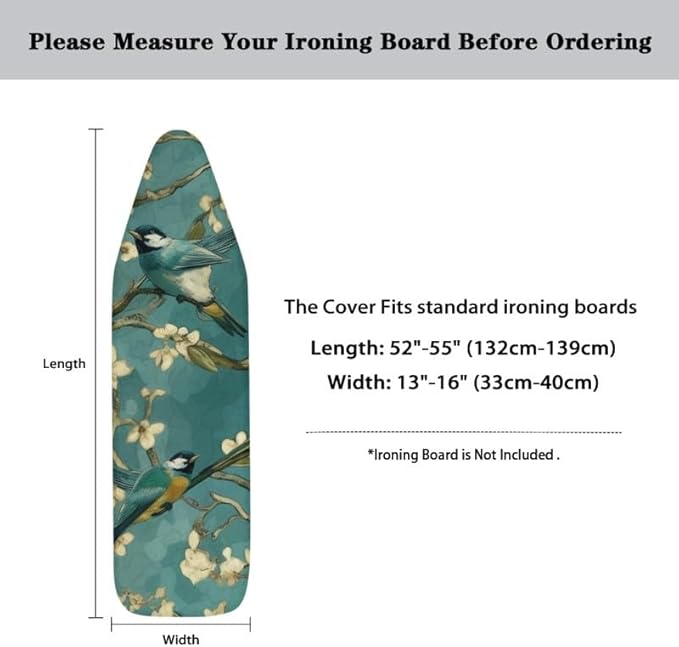 Almond Blossom Sparrow Steam Ironing Board Replacement Cover Retro Watercolor