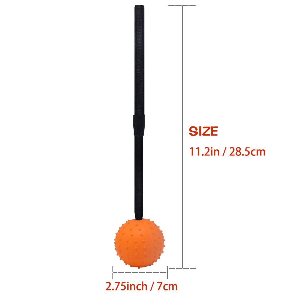 Vivifying Dog Ball on a Rope, 2 Pack Natural Interactive Rubber Dog Ball for Fetch, Catch, Throw and Tug of War (Orange + Yellow)