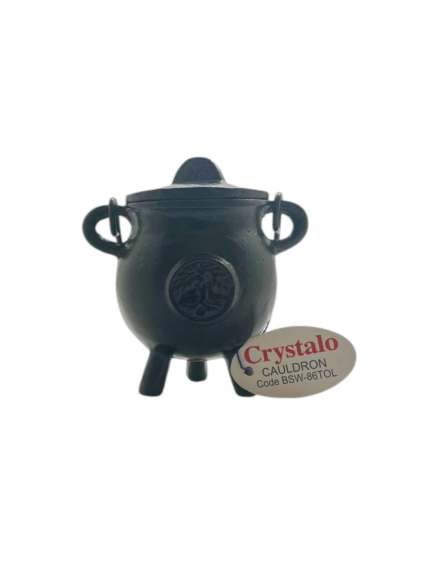Crystalo - Cast Iron Cauldron with Lid (Tree of Life, 2.5"D 4.25"H)