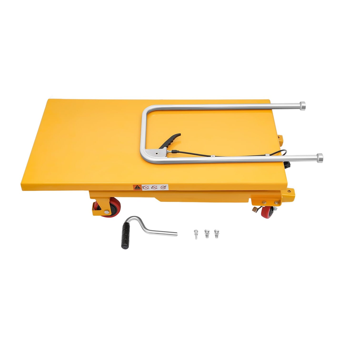 770 LBS Hydraulic Lift Table Cart, 49.6" Lifting Height, Double Scissor Lift Table with 4 Wheels, Hydraulic Material Lift Pallet Truck for Workshop Warehouse Material Handling (Yellow)