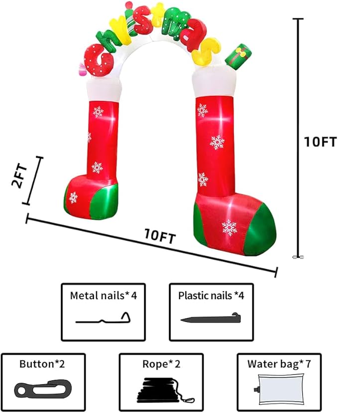 KOOY Giant 10 FT Christmas Inflatables Archway Outdoor Decorations, Merry Christmas Arch Blow Up Yard Decorations,Xmas Decoration for Holiday Front Yard Lawn Garden Winder Decor Christmas Decoration