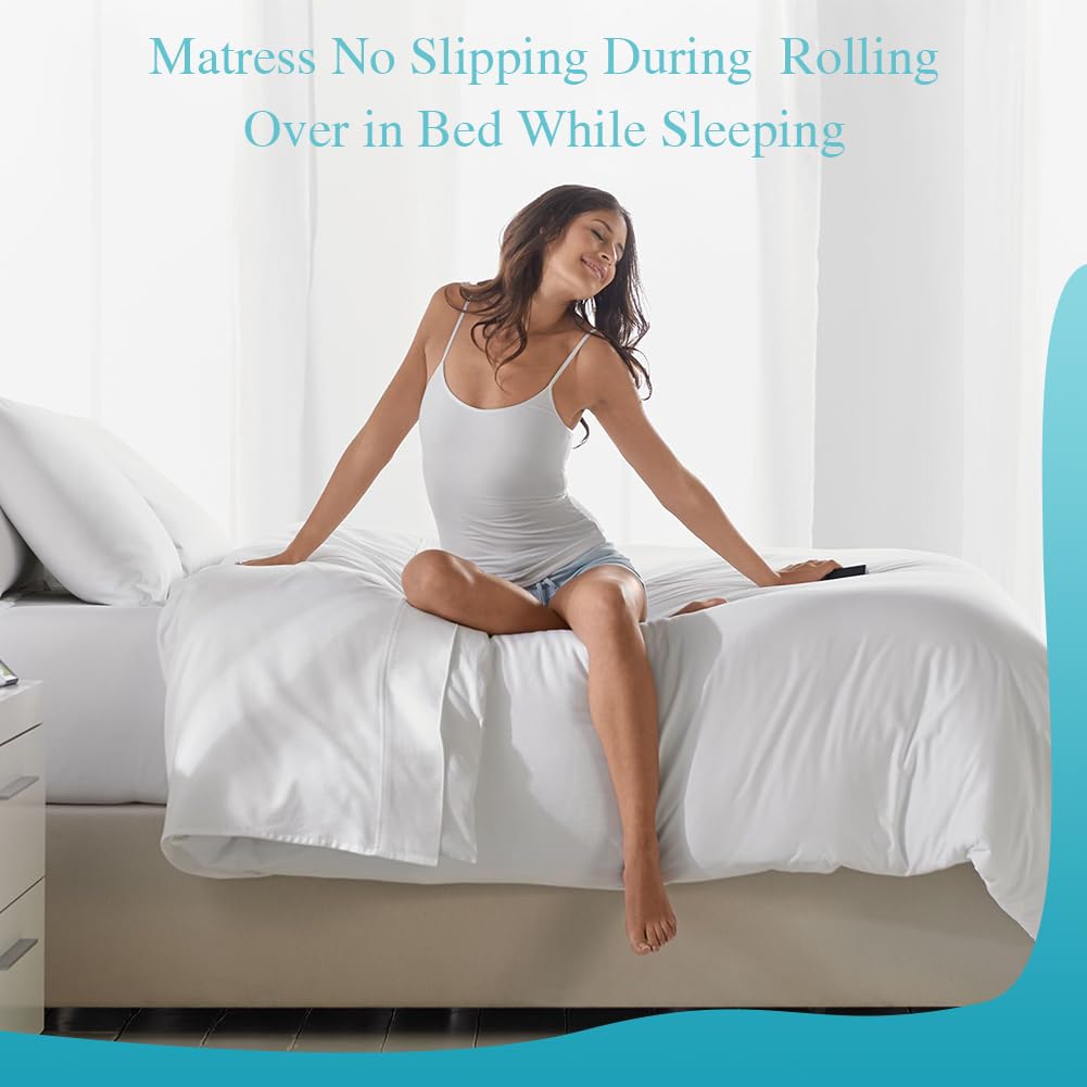 DUJUIKE Mattress Slide Stopper and Gripper, Non Slip Mat for Bed Mattress, Non Slip Rug Pad Underlay Protector Keep Bed and Topper Pad from Sliding for Sofa, Mattresses (Grey, 71 x 78 inch)