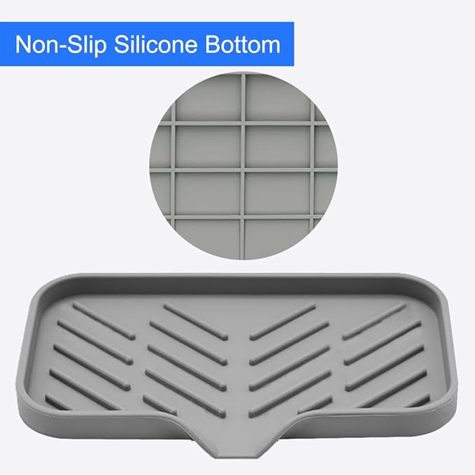 Sponge Holder for Kitchen Sink, Silicone Sponge Dish Tray