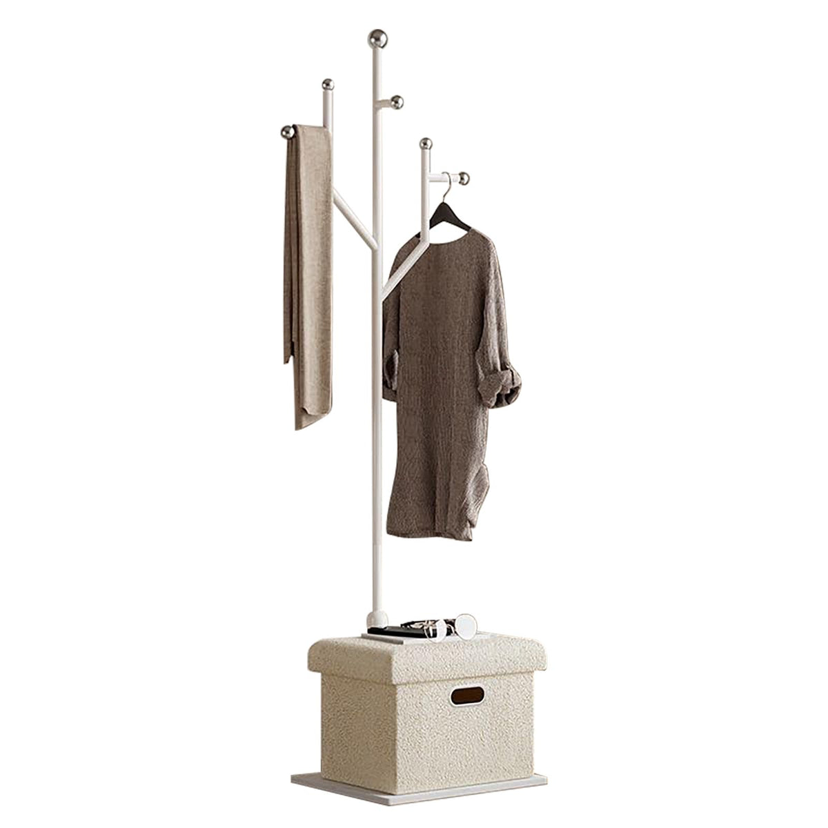 Ronsan Modern Metal Coat Rack Stand, Heavy Duty Coat Rack Freestanding with Natural Marble Base, 8 Hooks, Ideal for Bedroom, Entryway, Hallway, Office, Gifts for Women, for Mom, for Men (White)