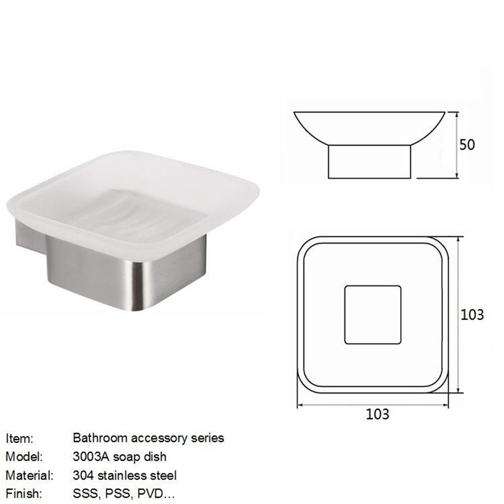 QT Modern Bathroom Soap Dish - Extremely Stylish Made from 304 Brushed Stainless Steel - Water and Rust Proof, Wall Mounted, Easy to Install