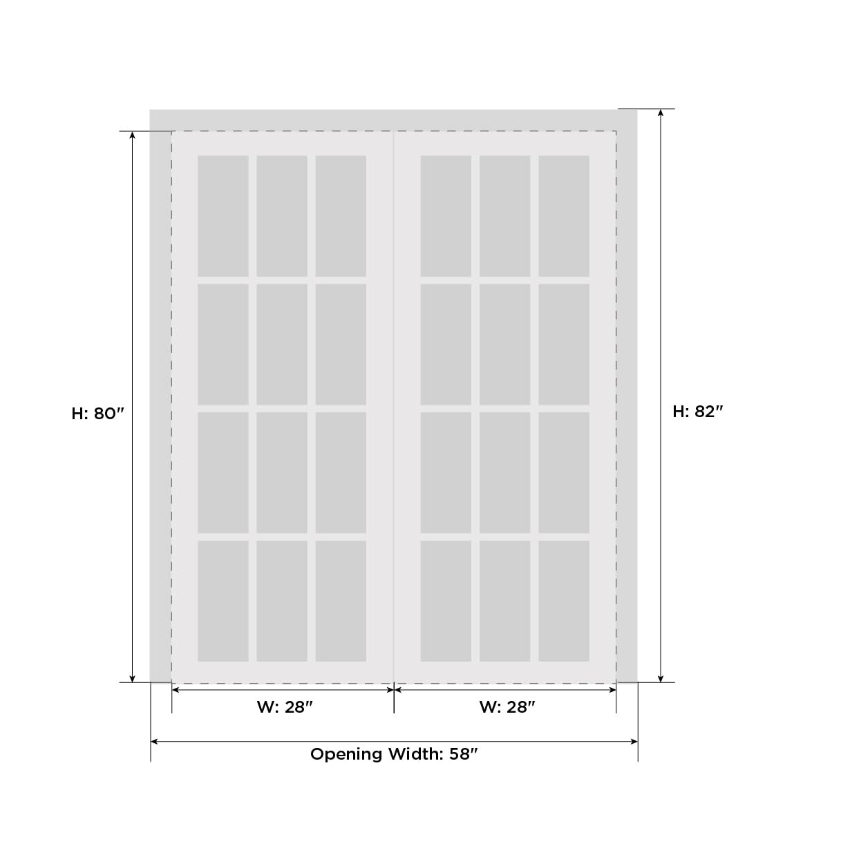 VDOMDOORS Sete 6003 | Double Swing Interior French Doors with Glass with Frosted Glass, MDF, Hardware Included, 56x80, White, Modern