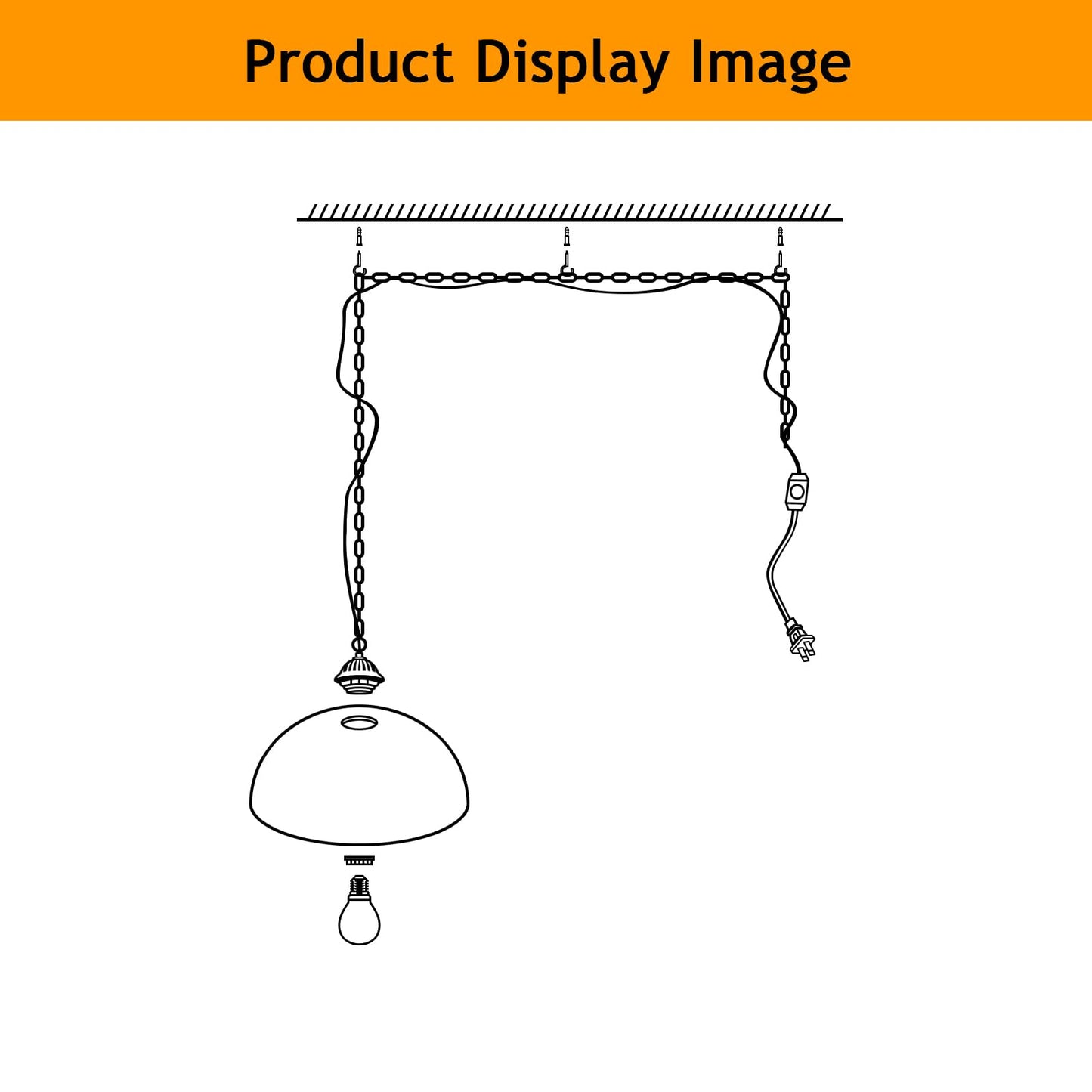WEIYOUDJ Plug in Pendant Light Antique Alabaster Glass Shade Hanging Lamp with On/Off Switch,16.4Ft Cord & 14.7Ft Chain Dimmable Swag Light Fixture for Kitchen Sink Bar Nook