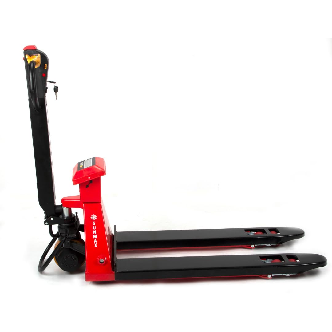 Full-Electric Pallet Jack Truck with Built-in Scale, 4400 lbs Capacity, 48" x 27" Fork Size, Electric Brake
