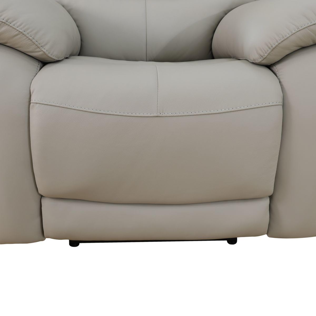 Electric Power Reclining Arm-Chair, Electric Genuine Breathing Leather Recliner Chair, Comfy Wide Lazy Top Grain Leather Chair with USB Port for Living Room (Grey, Single Chair)