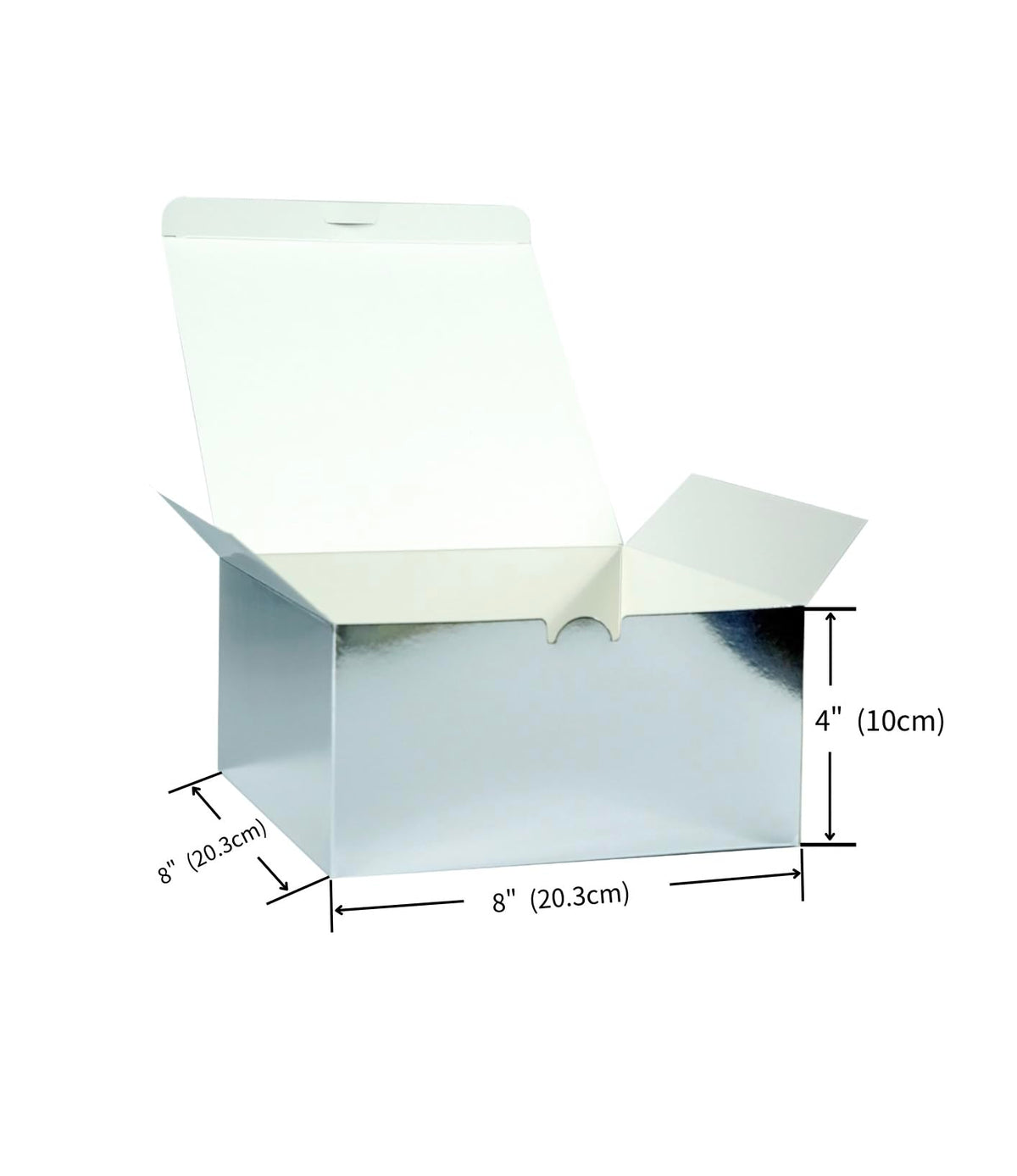 PandaPandaPPS Gift Boxes 25 pcs, 8"x8"x4", Metallic Silver Glossy and Mirror Finish, with Lids, Easy Assemble for Bridesmaid Proposal, Wedding, Party Favors and Festivals (Metallic Sliver, 8 * 8 * 4)