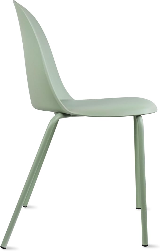 2xhome Set of 2 Modern Stackable Armless Dining Chairs, Plastic Shell Seat with Metal Legs for Indoor Outdoor Home Kitchen Patio Cafe, Green
