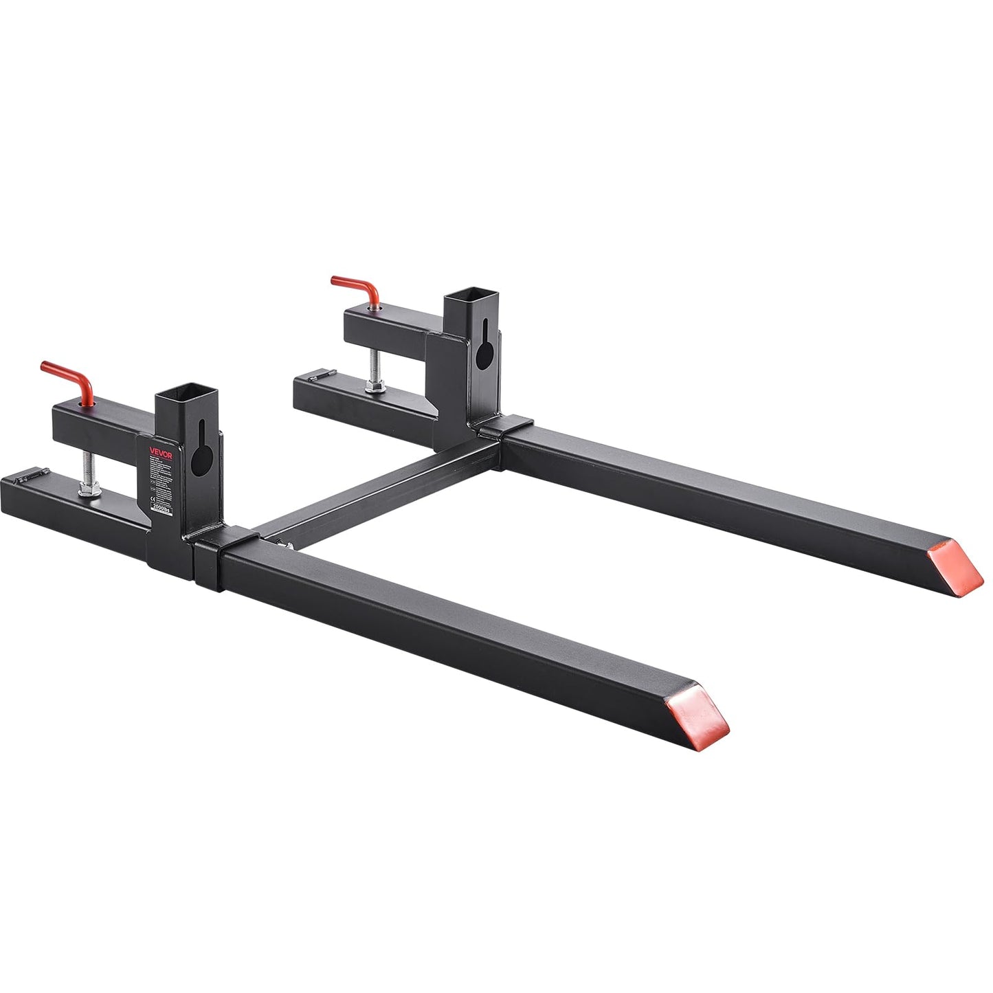 VEVOR Pallet Forks, 2000 lbs Clamp on Pallet Forks, 43-Inch Total Length Heavy-Duty Tractor Fork with Adjustable Stabilizer Bar for Tractor Attachments, Loader Bucket, and Skid Steer, Black