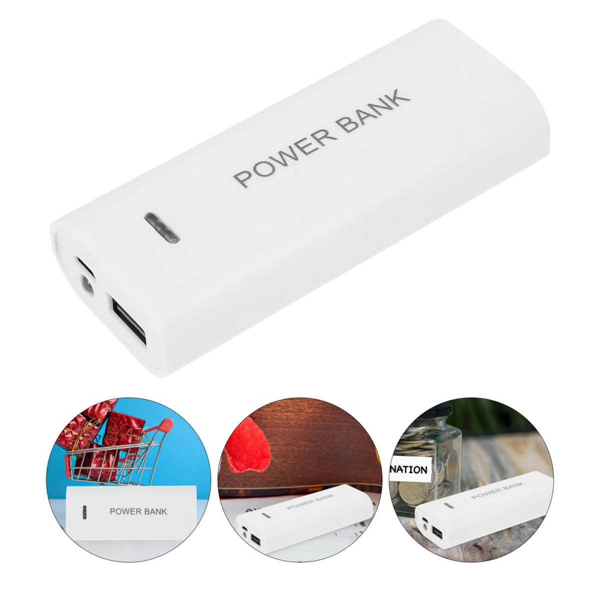 PRETYZOOM Hidden Storage Box Fake Power Bank Secret Compartment for Coins Cash Jewelry Compact Portable 3.81X1.57X0.86 Inch