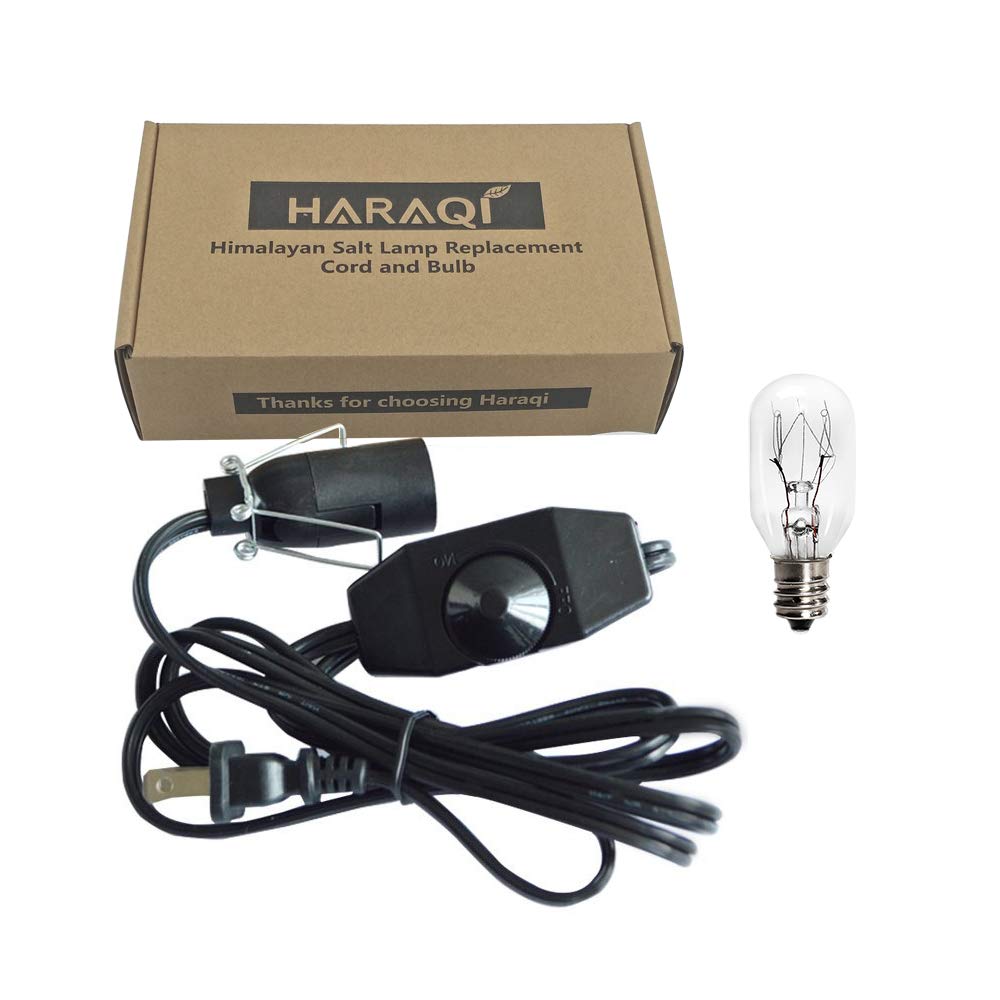 haraqi Himalayan Salt Lamp Cord and Bulb with Dimmer Switch,Original Replacement Cord Bulb for Salt Rock Lamps, 6ft Cord