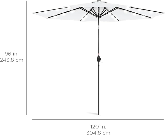 Best Choice Products 10ft Solar Polyester LED Lighted Patio Umbrella w/Tilt Adjustment and UV-Resistant Fabric